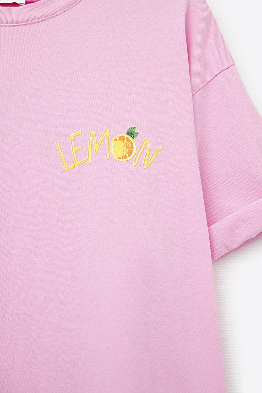 Fabriqué en Italie t-shirt rose avec motif citron