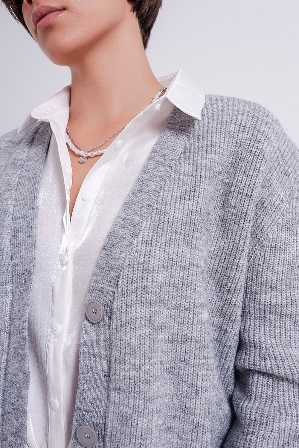 Gilet boutonné gris