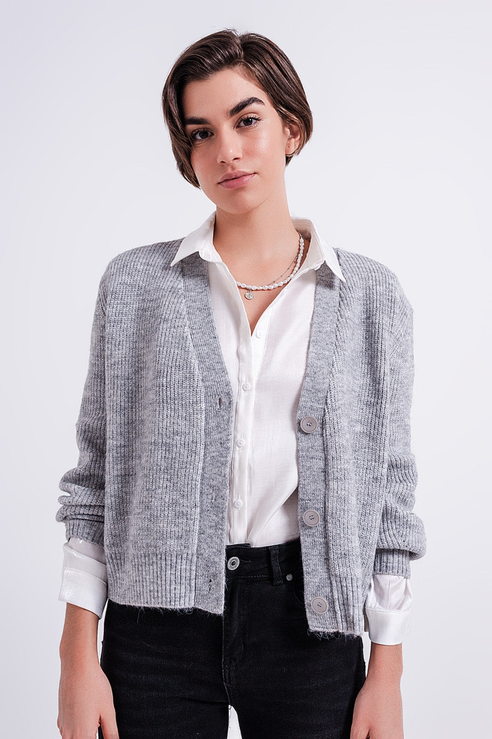 Gilet boutonné gris