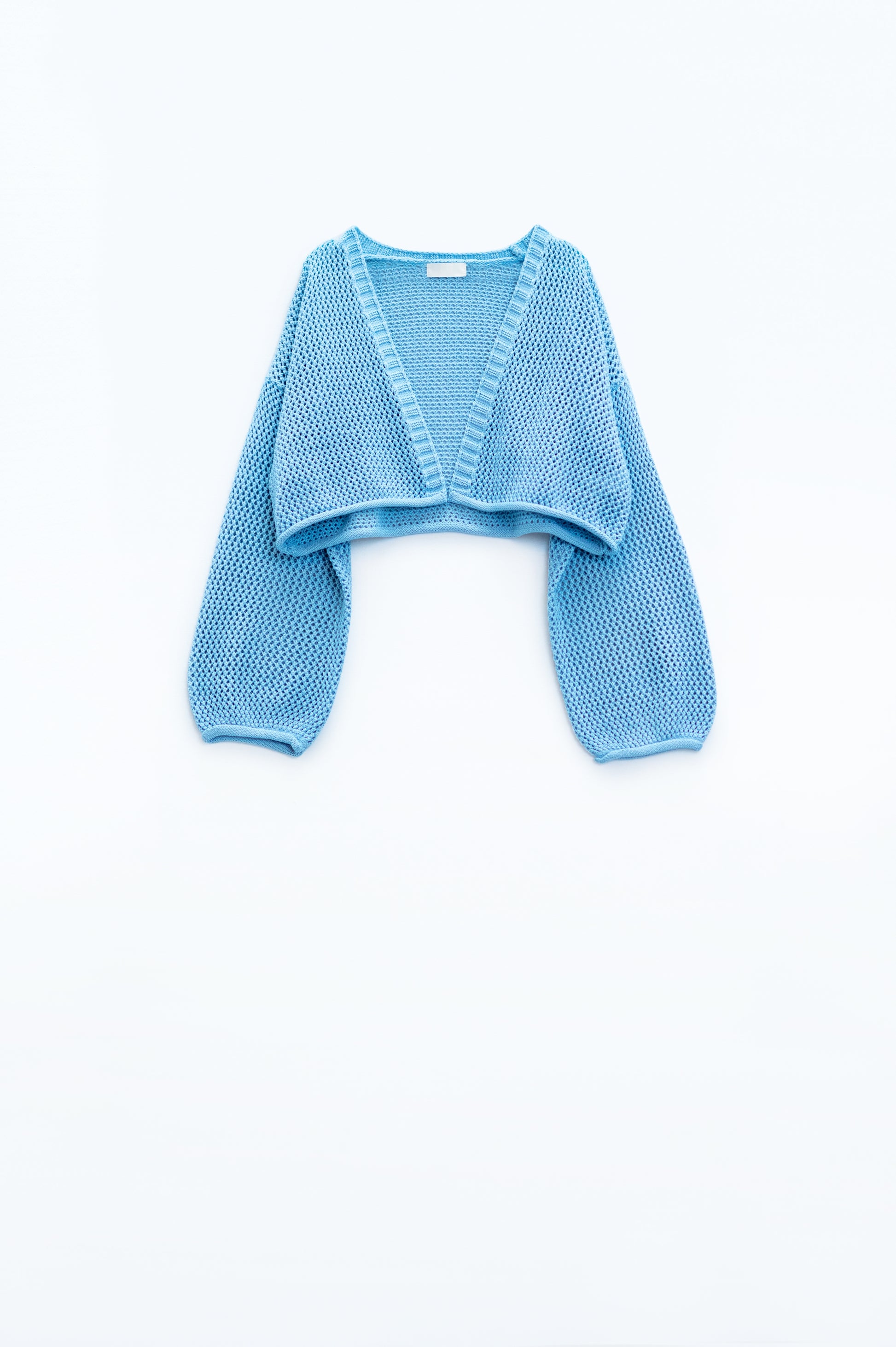 Q2 Gilet croisé basique en crochet bleu ciel