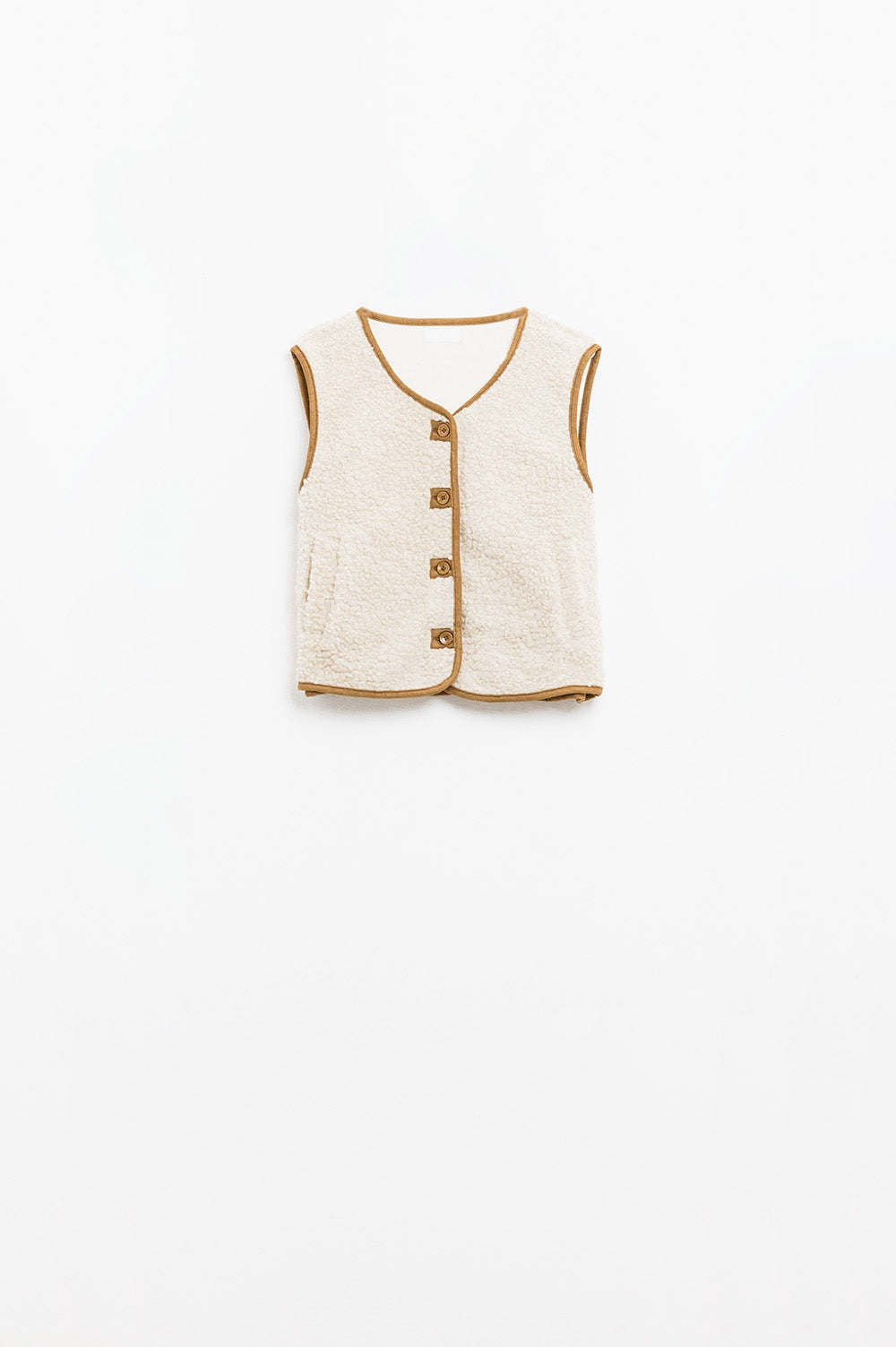 Q2 gilet teddy de couleur beige