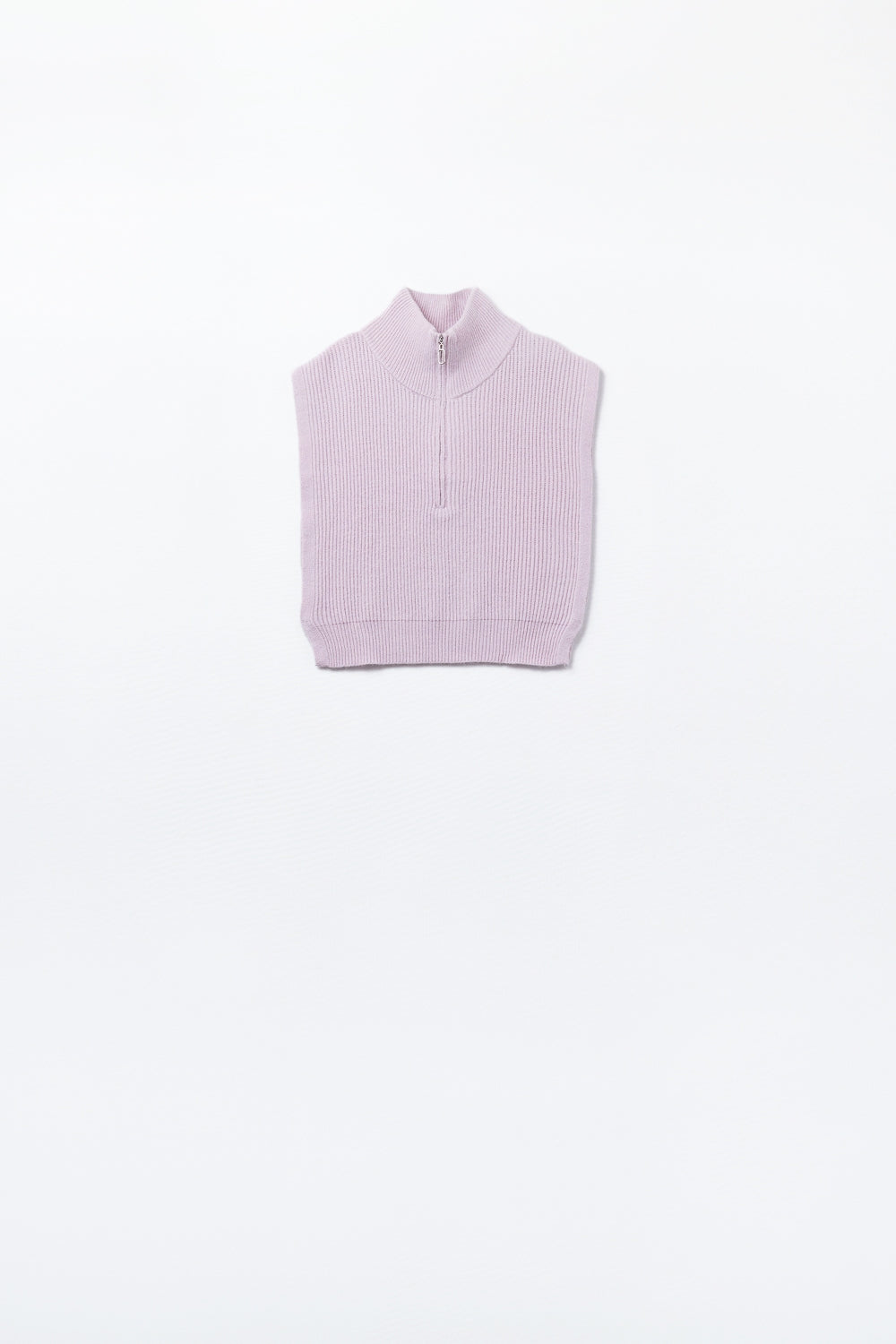 Gilet tricoté avec col montant demi-zip et grandes emmanchures en rose