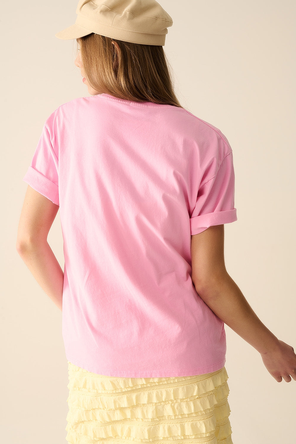 Italie La Dolce Vita T-shirt rose avec impression graphique