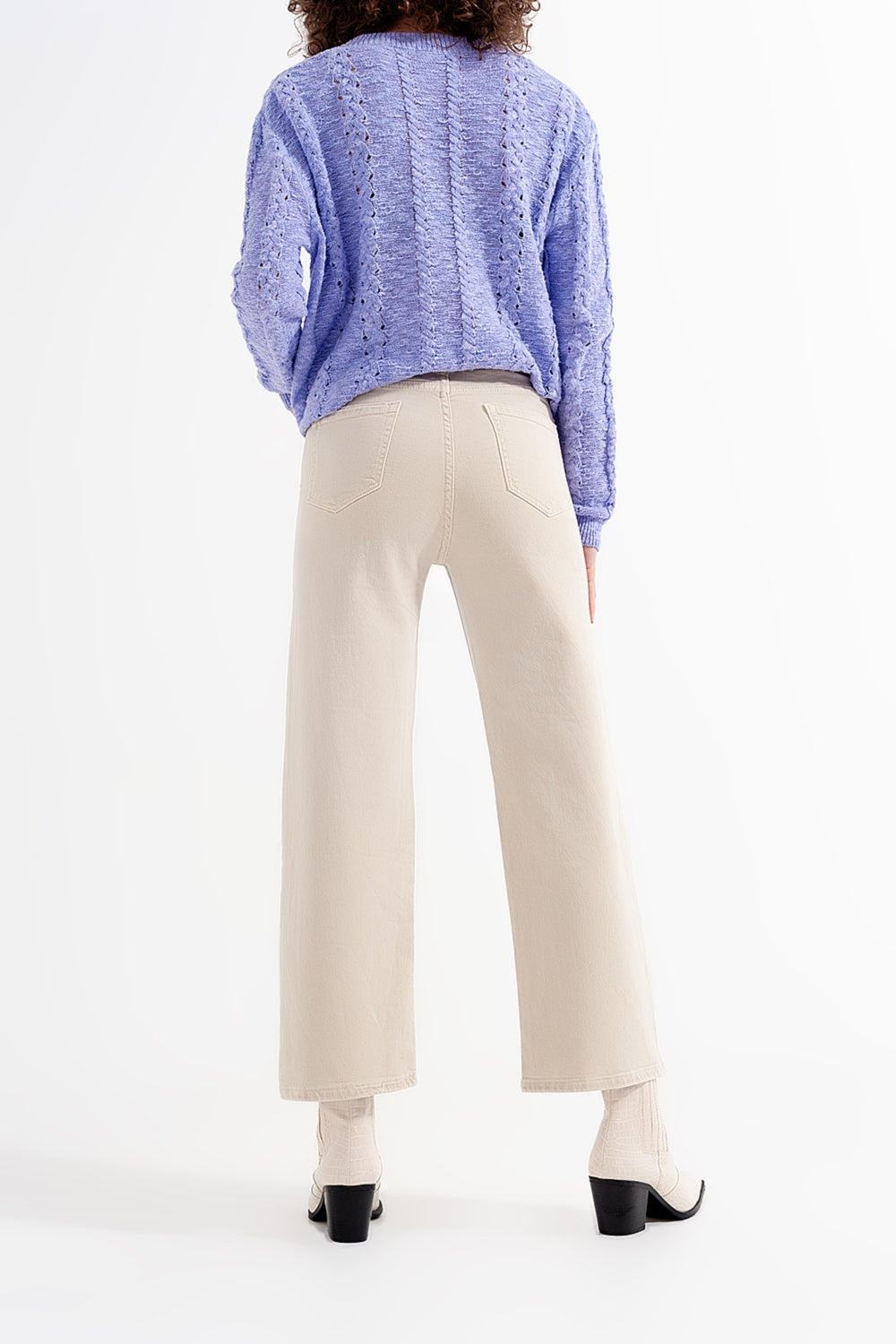 Jean ample court en beige