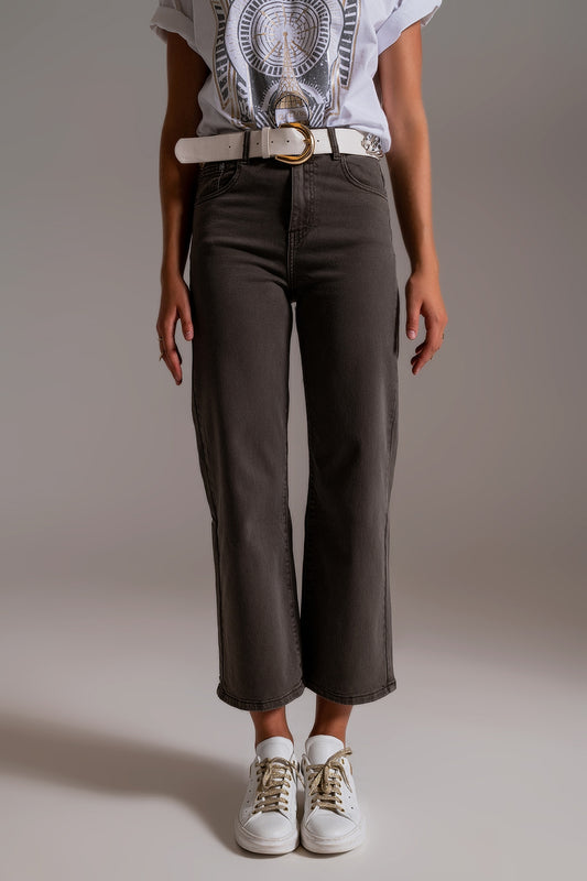 Q2 Jean ample court en gris