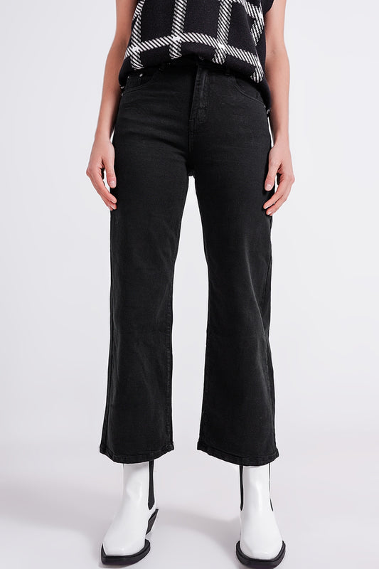Q2 Jean ample court en noir