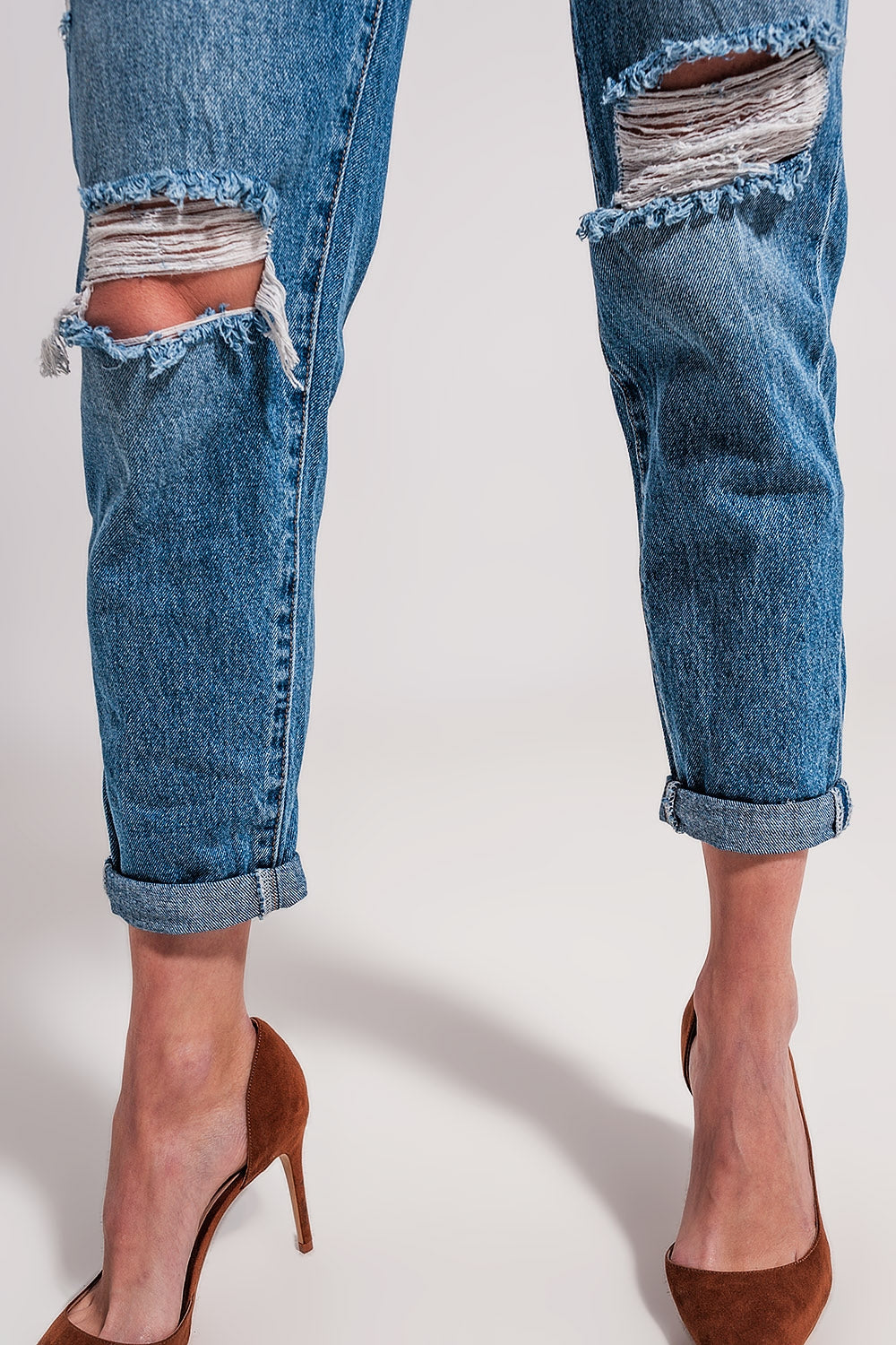 Jean avec bouton asymétrique Bleu moyen