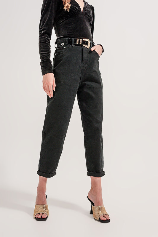 Q2 Jean avec poche à la taille Noir