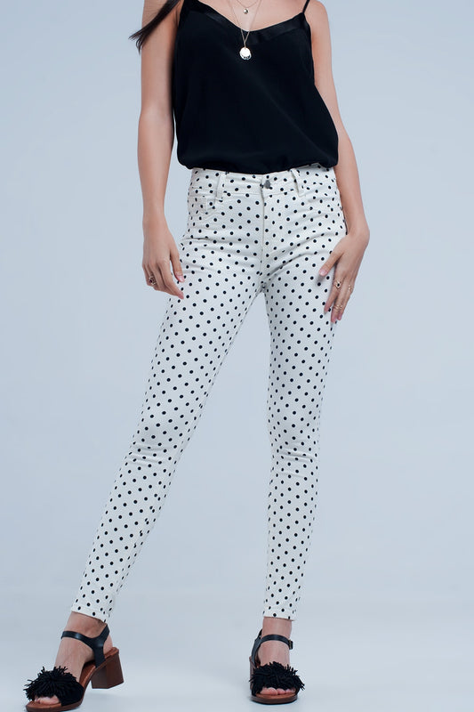 Q2 Jean blanc à pois