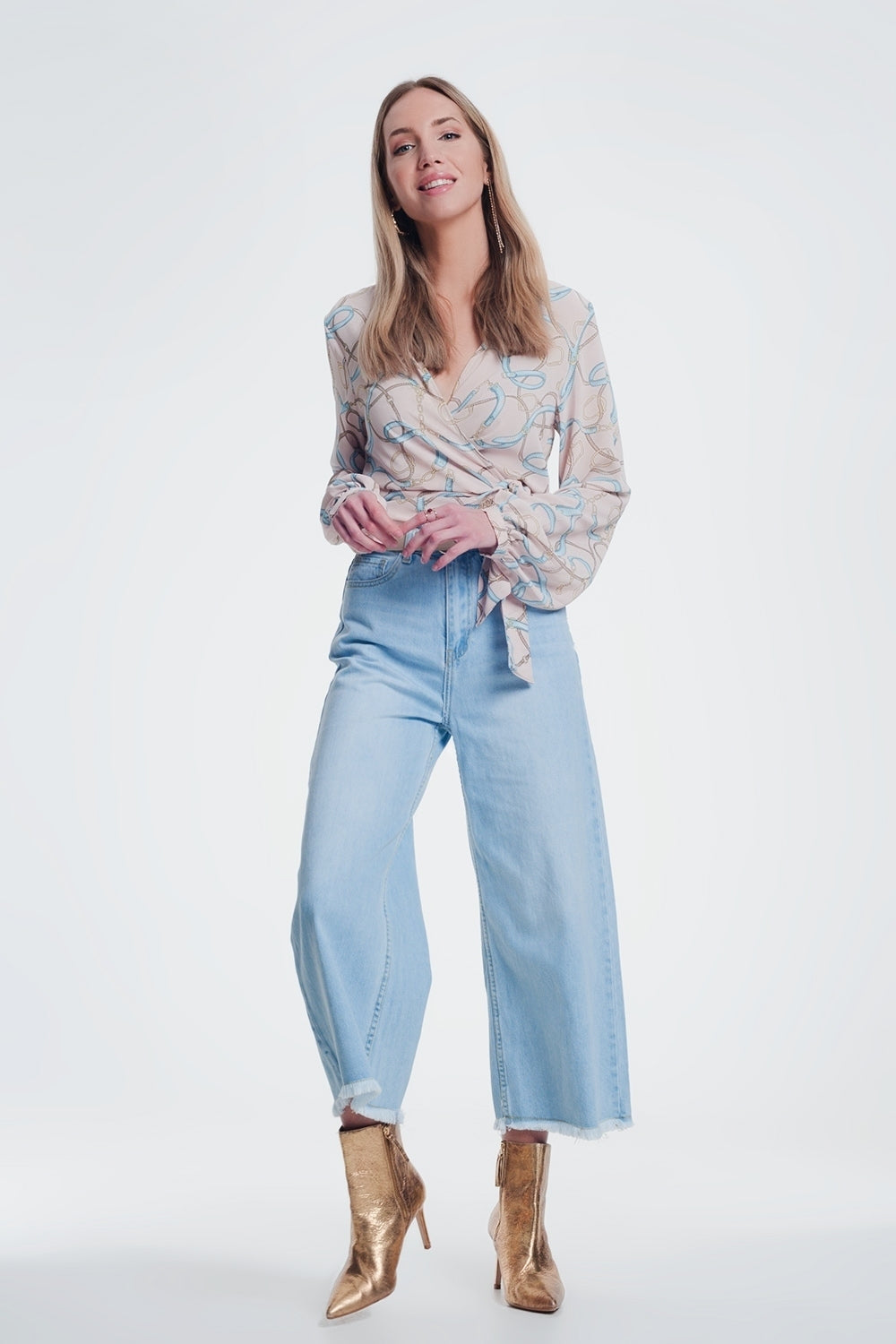 Jean-culotte à ourlet déchiré