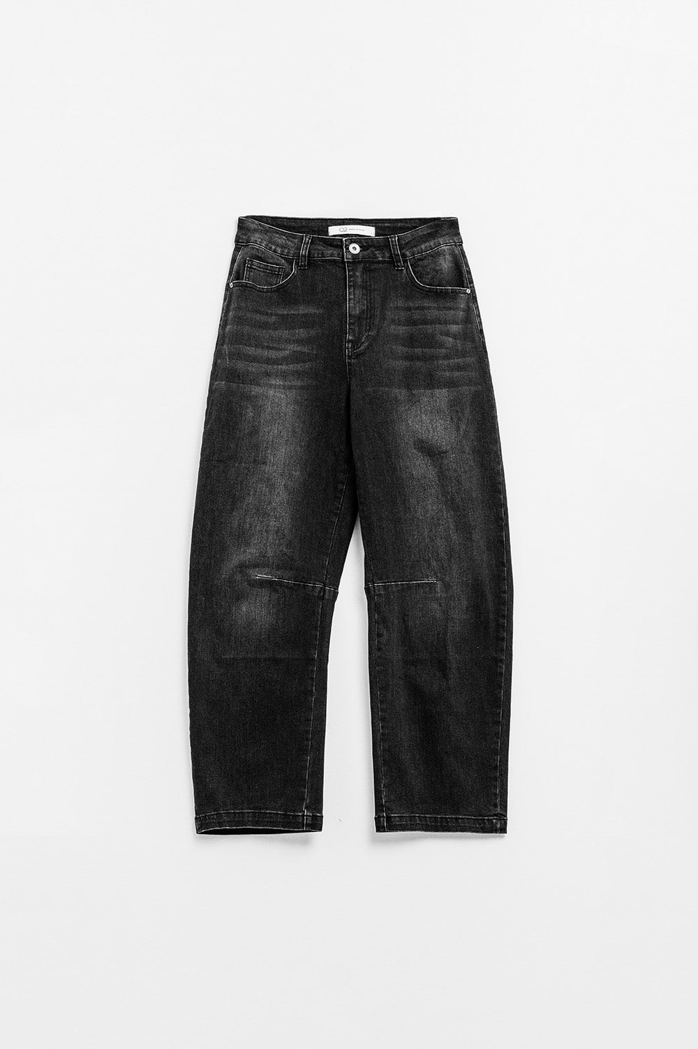 Jean droit noir avec coutures apparentes