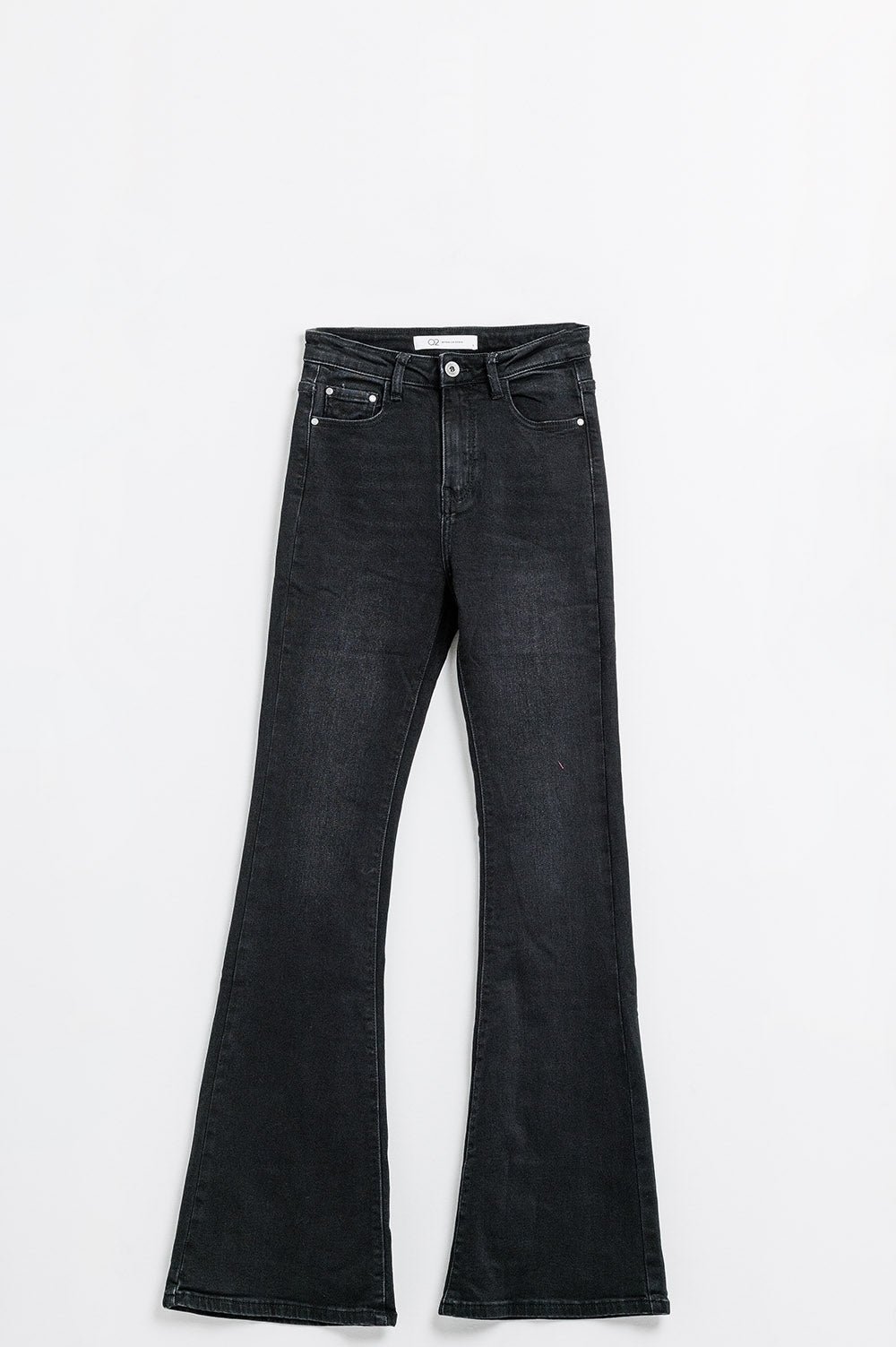 Q2 Jean évasé à taille haute Noir