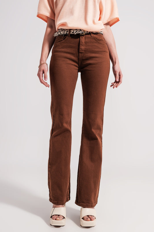 Q2 Jean évasé Chocolat