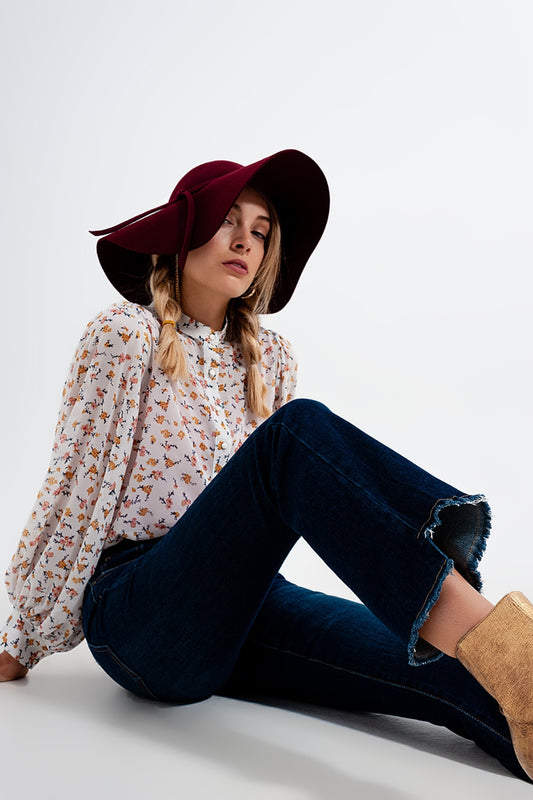 Q2 jean évasé en denim foncé