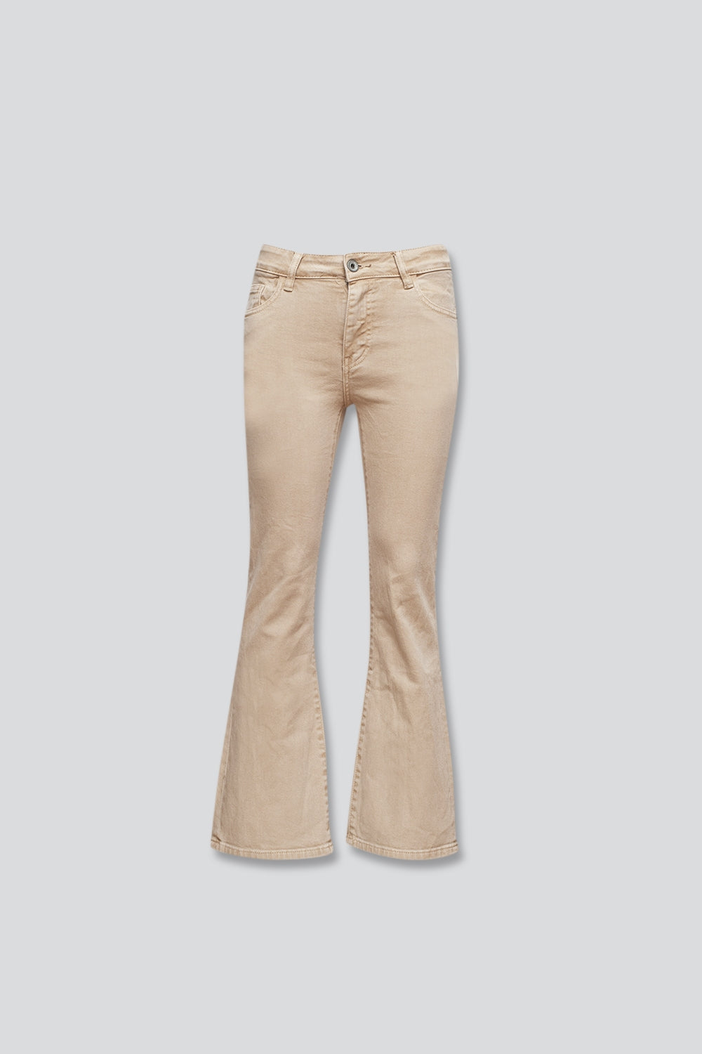 jean flare taille haute en sable