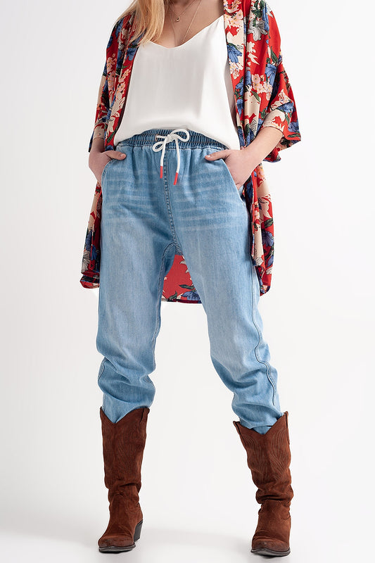 Q2 Jean léger style jogger - Bleu délavé moyen