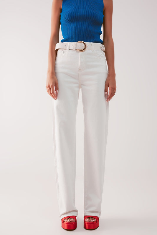 Q2 Jean mom ample à taille haute crème