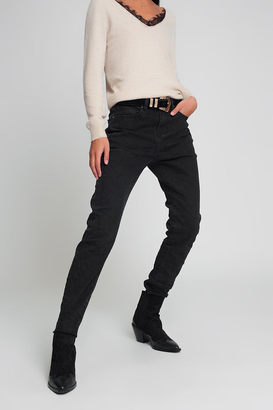 Q2 Jean mom taille haute Noir
