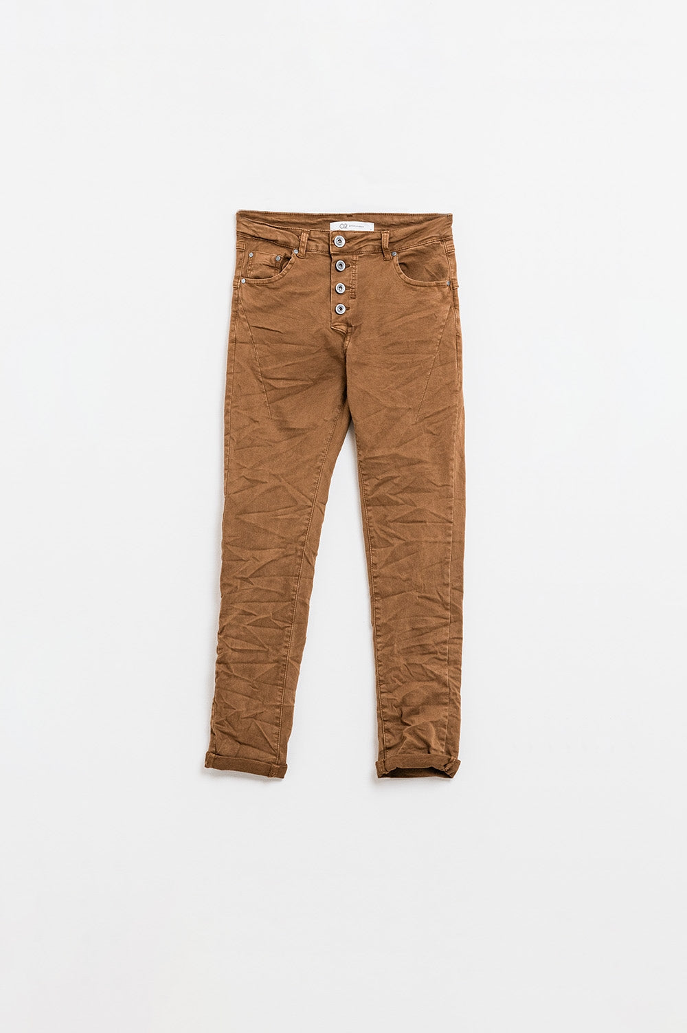 Q2 Jean skinny à boutons apparents marron