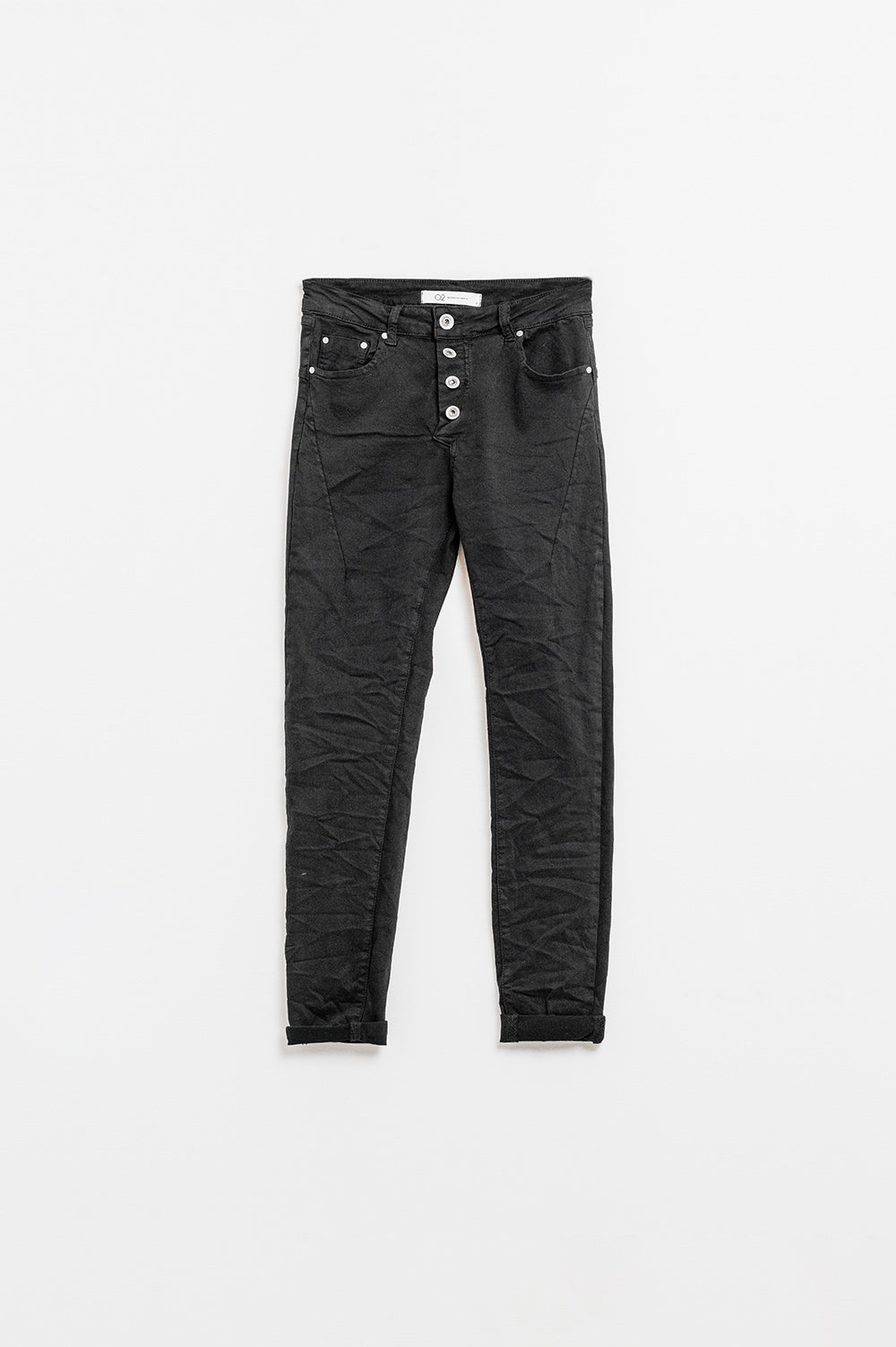Q2 Jean skinny à boutons apparents noir