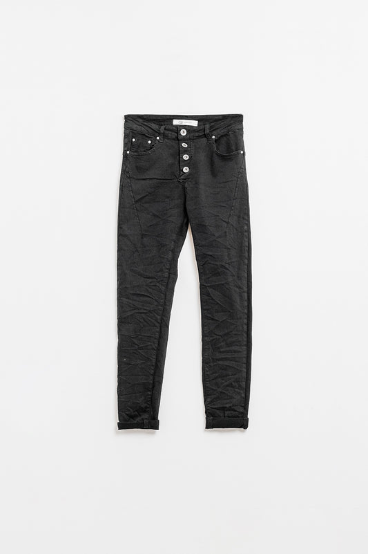 Q2 Jean skinny à boutons apparents noir