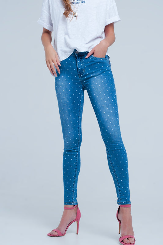 Q2 Jean skinny  à pois
