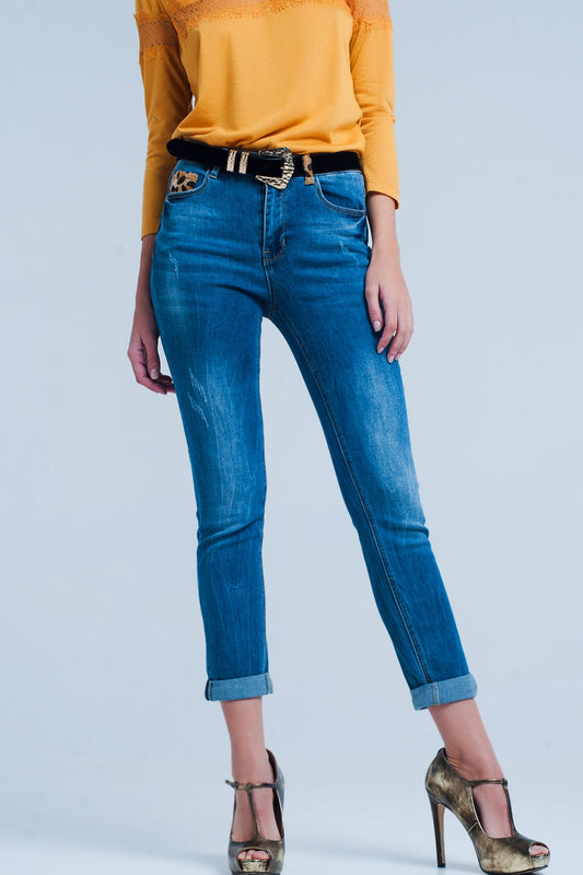 Q2 Jean skinny avec détail de léopard
