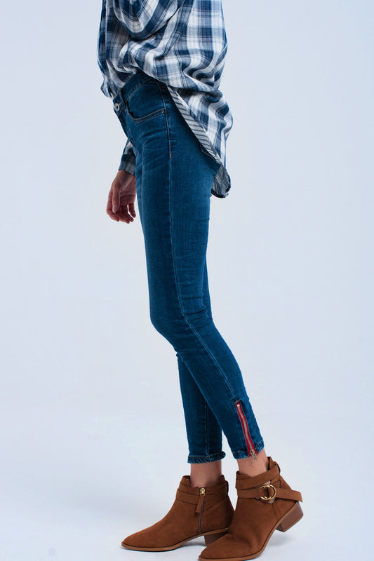 Q2 Jean skinny avec fermeture éclair