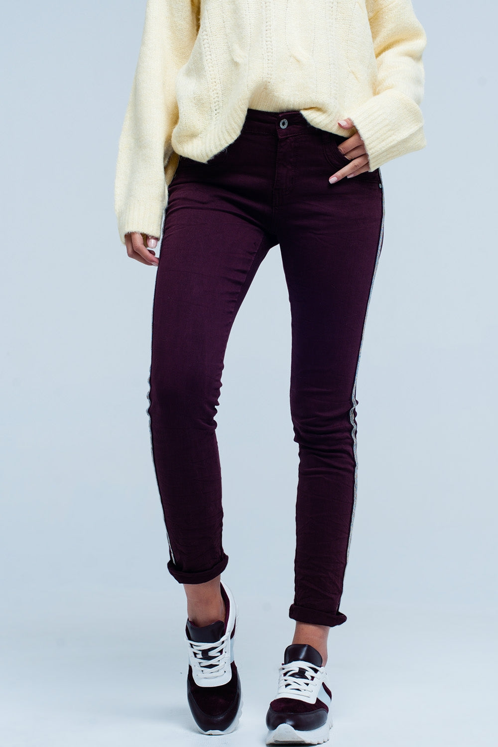 Jean skinny Bourdeaux avec rayure métallisée sur le côté