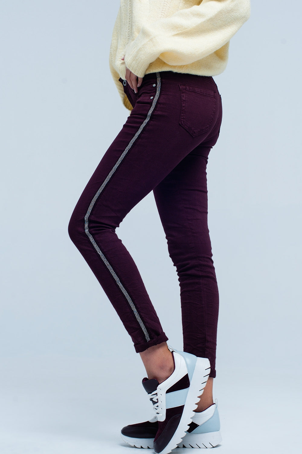 Jean skinny Bourdeaux avec rayure métallisée sur le côté