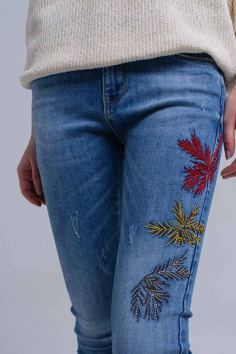 Jean skinny brodé