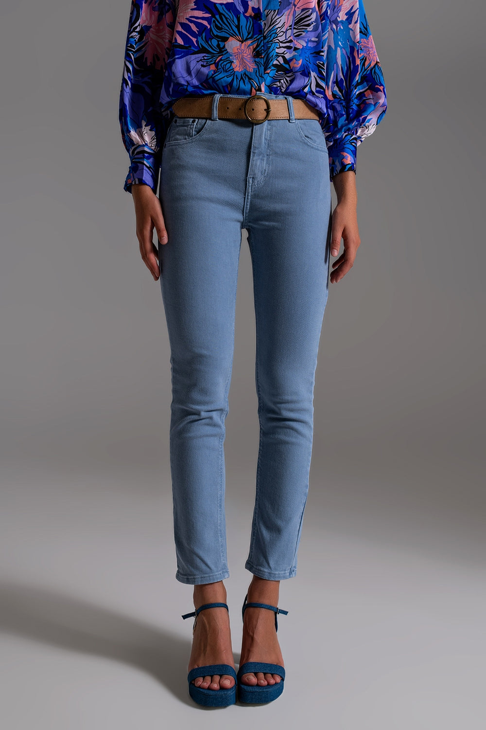 Q2 Jean skinny en coton extensible bleu
