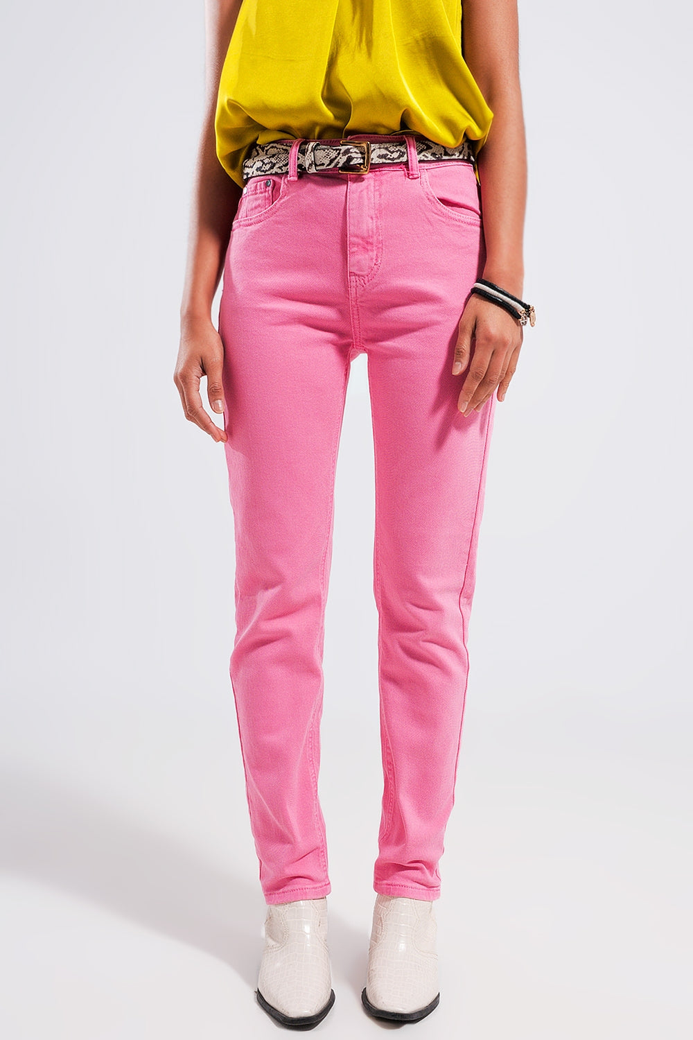 Jean skinny en coton extensible fuchsia