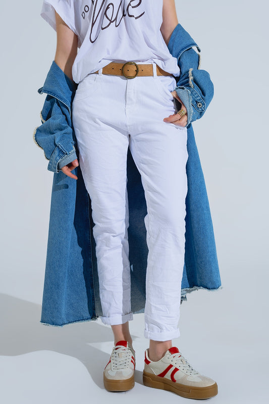 Q2 Jean skinny froissé blanc