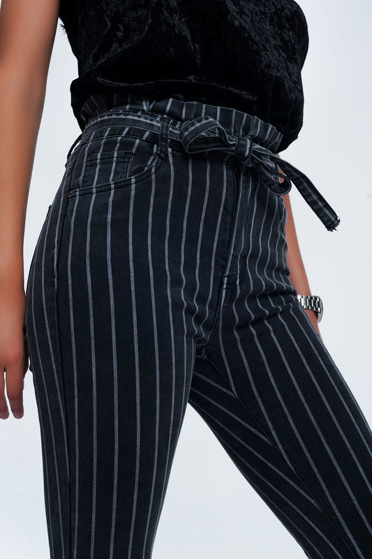 Q2 Jean skinny gris à rayures