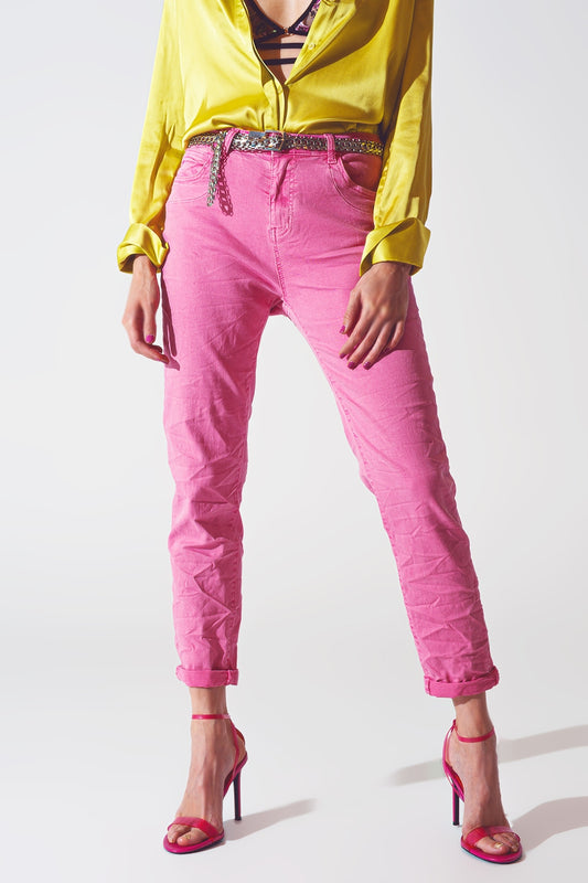 Q2 Jean skinny rose froissé