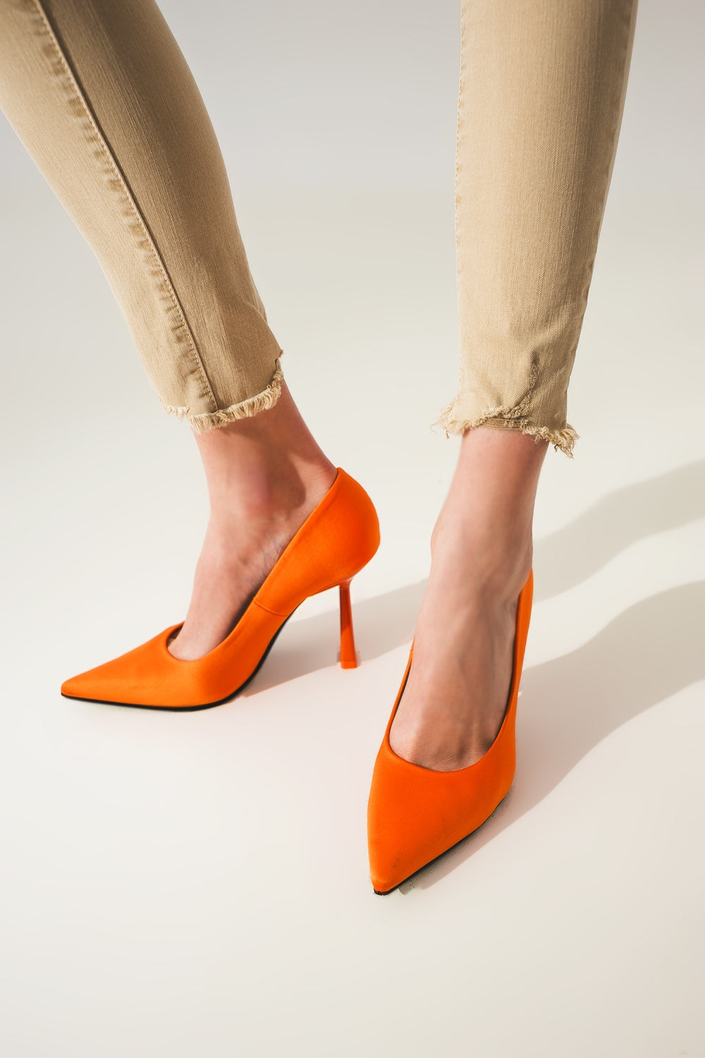 Jean skinny taille haute beige