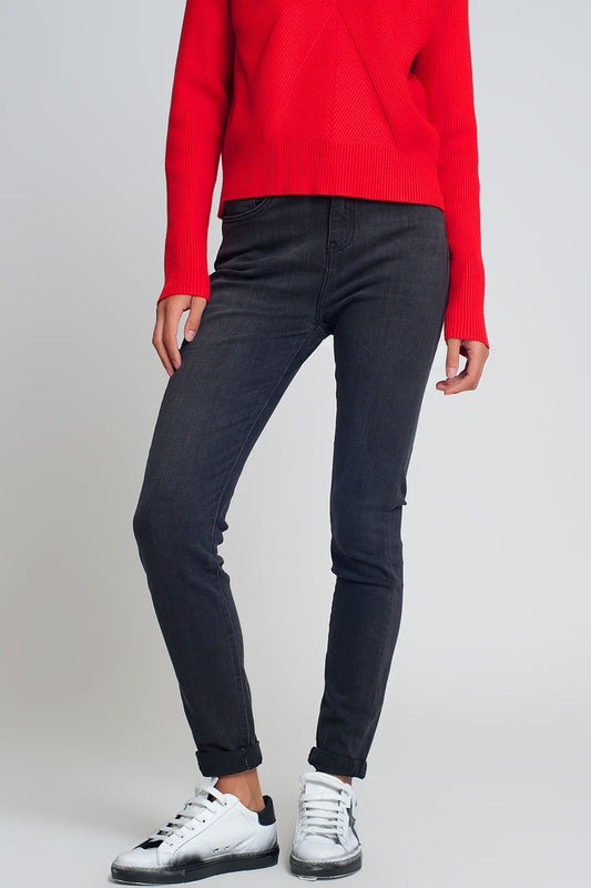 Q2 Jean skinny taille haute Noir