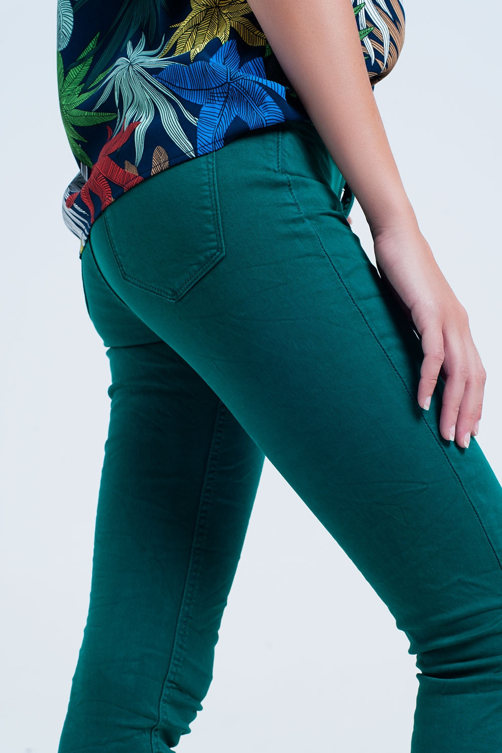 Jean skinny vert élastique