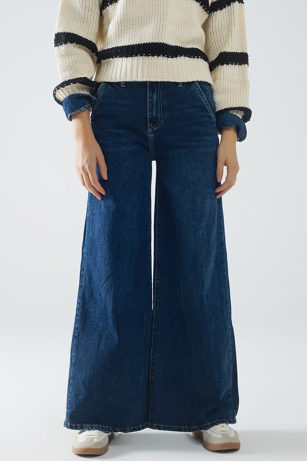 Q2 Jean super large en délavage moyen