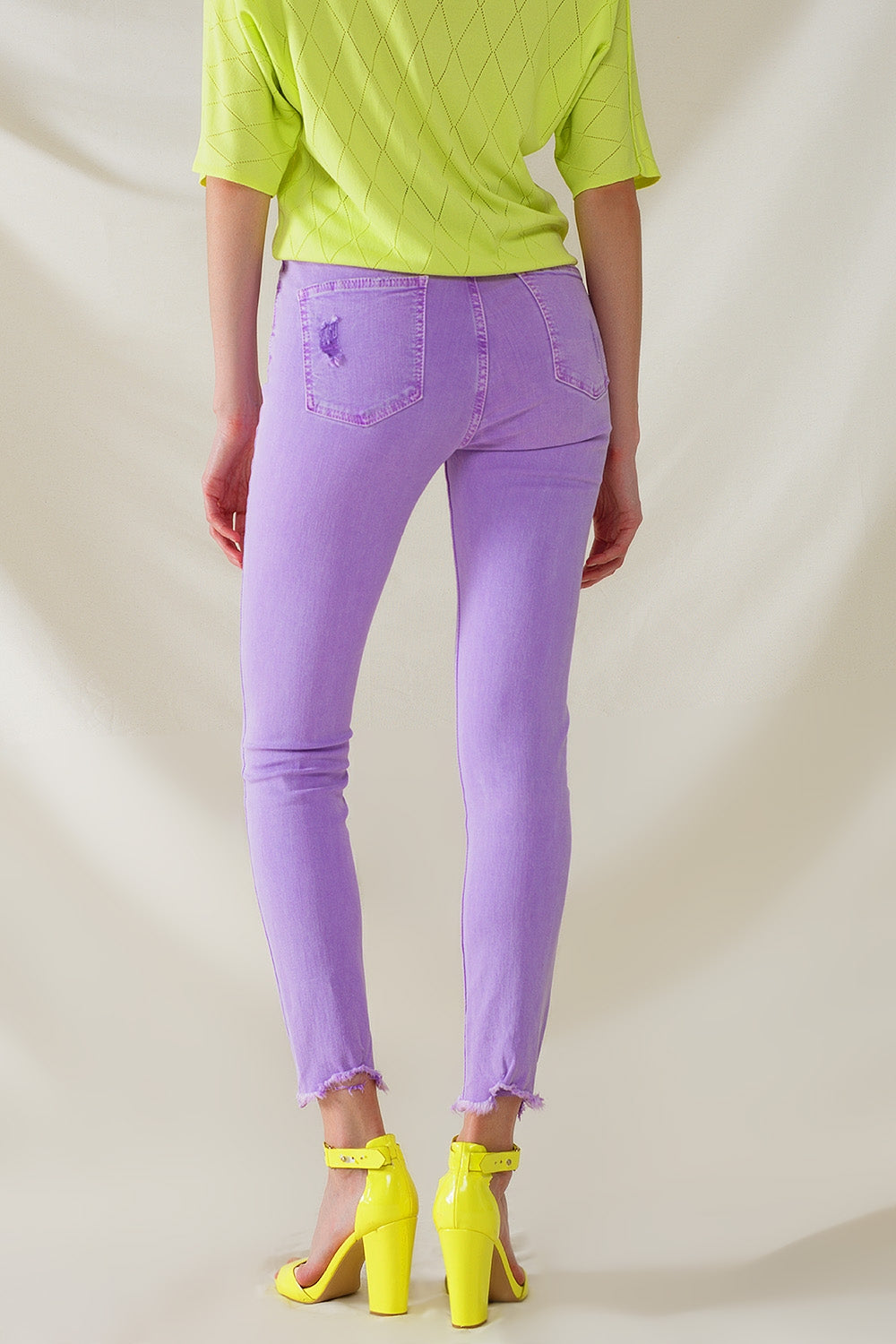 Jean super skinny taille haute violet