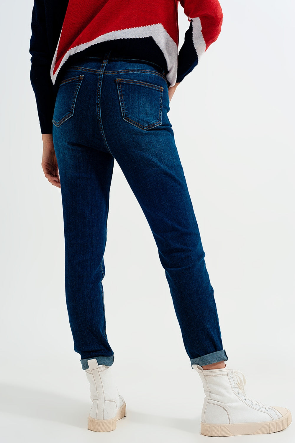 Jean taille haute avec boutons apprarents  Bleu
