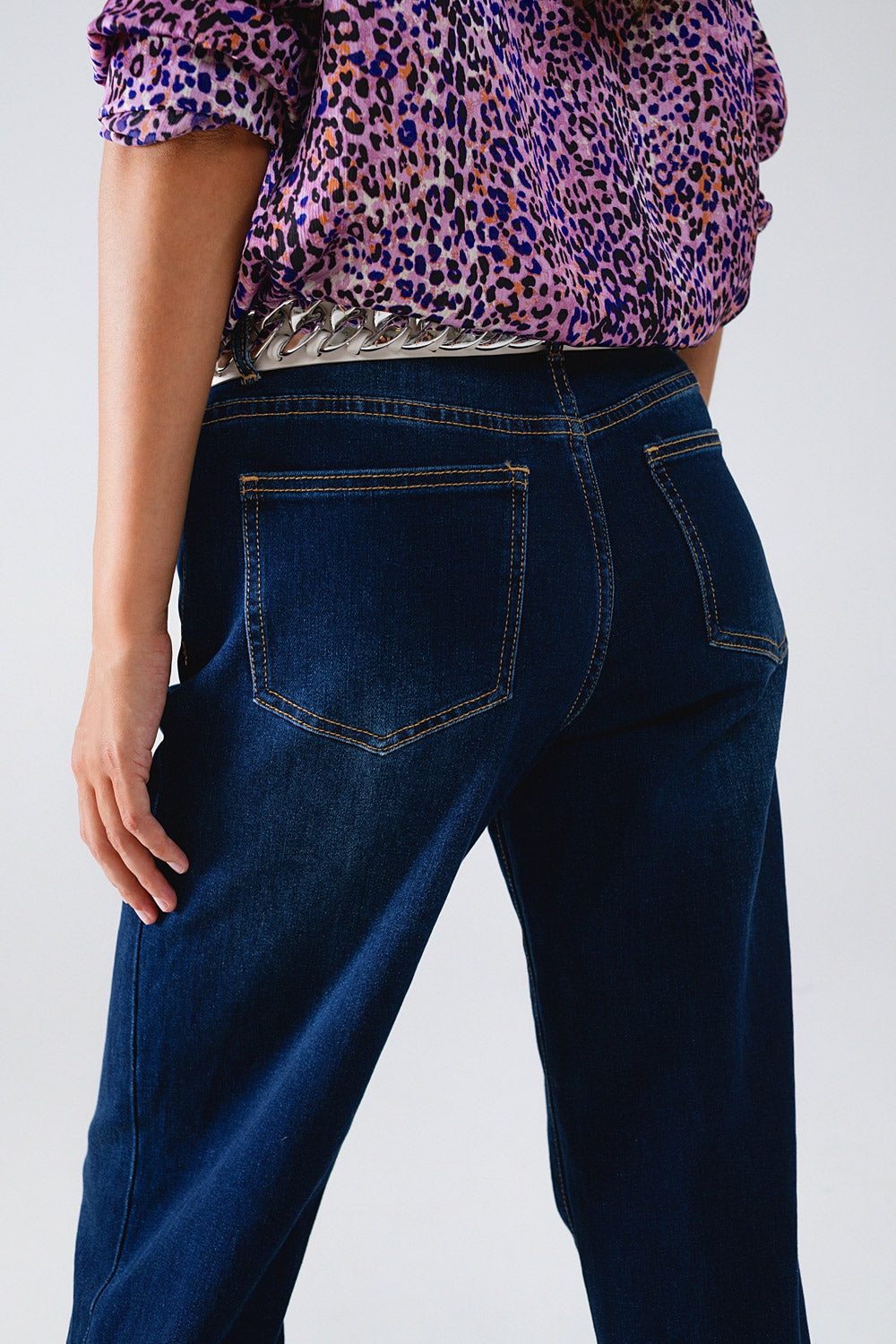 Jeans 90's à jambe large lavage foncé