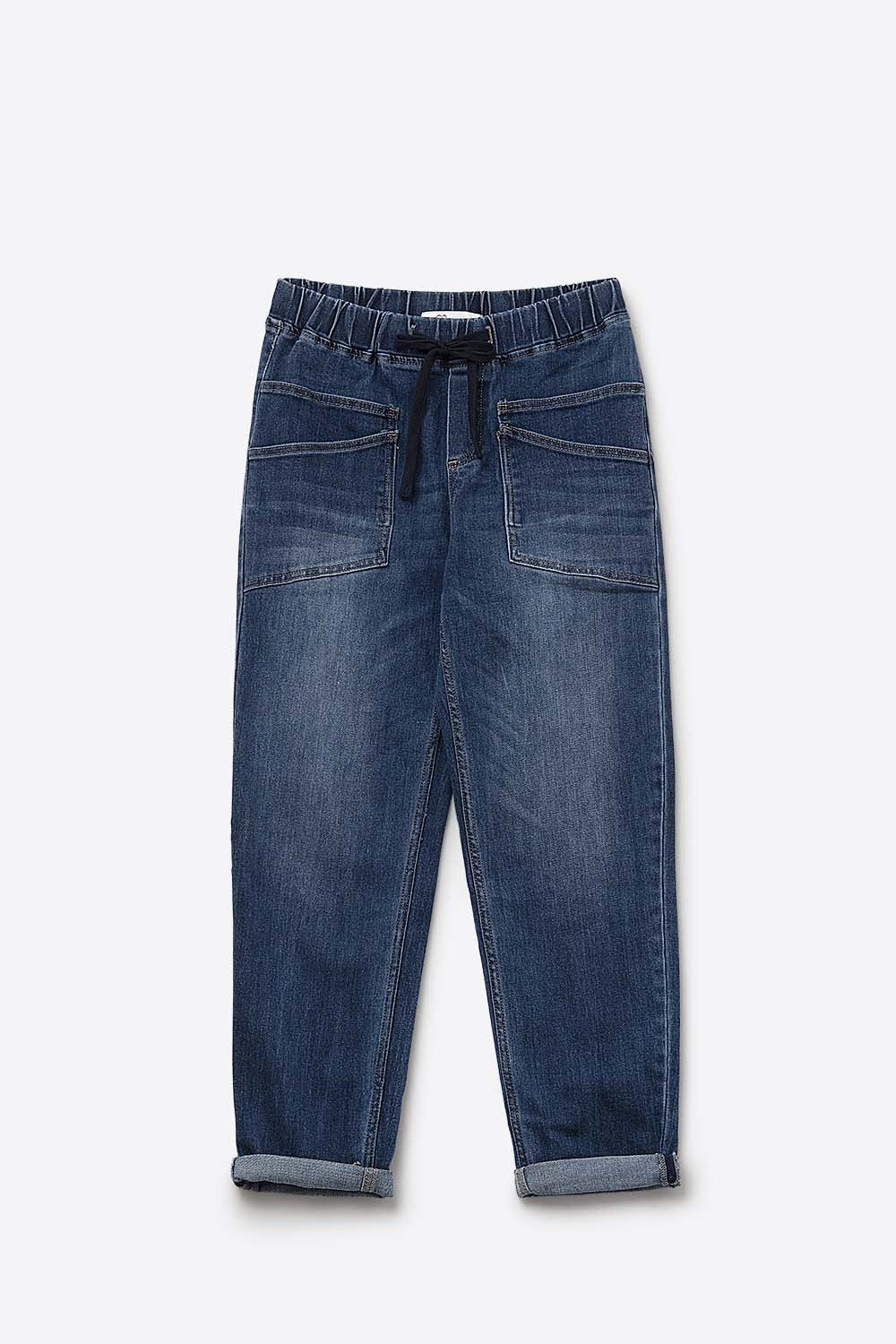 Jeans à la coupe décontractée avec poches avant et lien à la taille