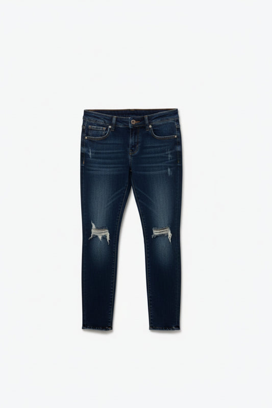 Q2 Jeans Dark Wash Distressed at the Knee