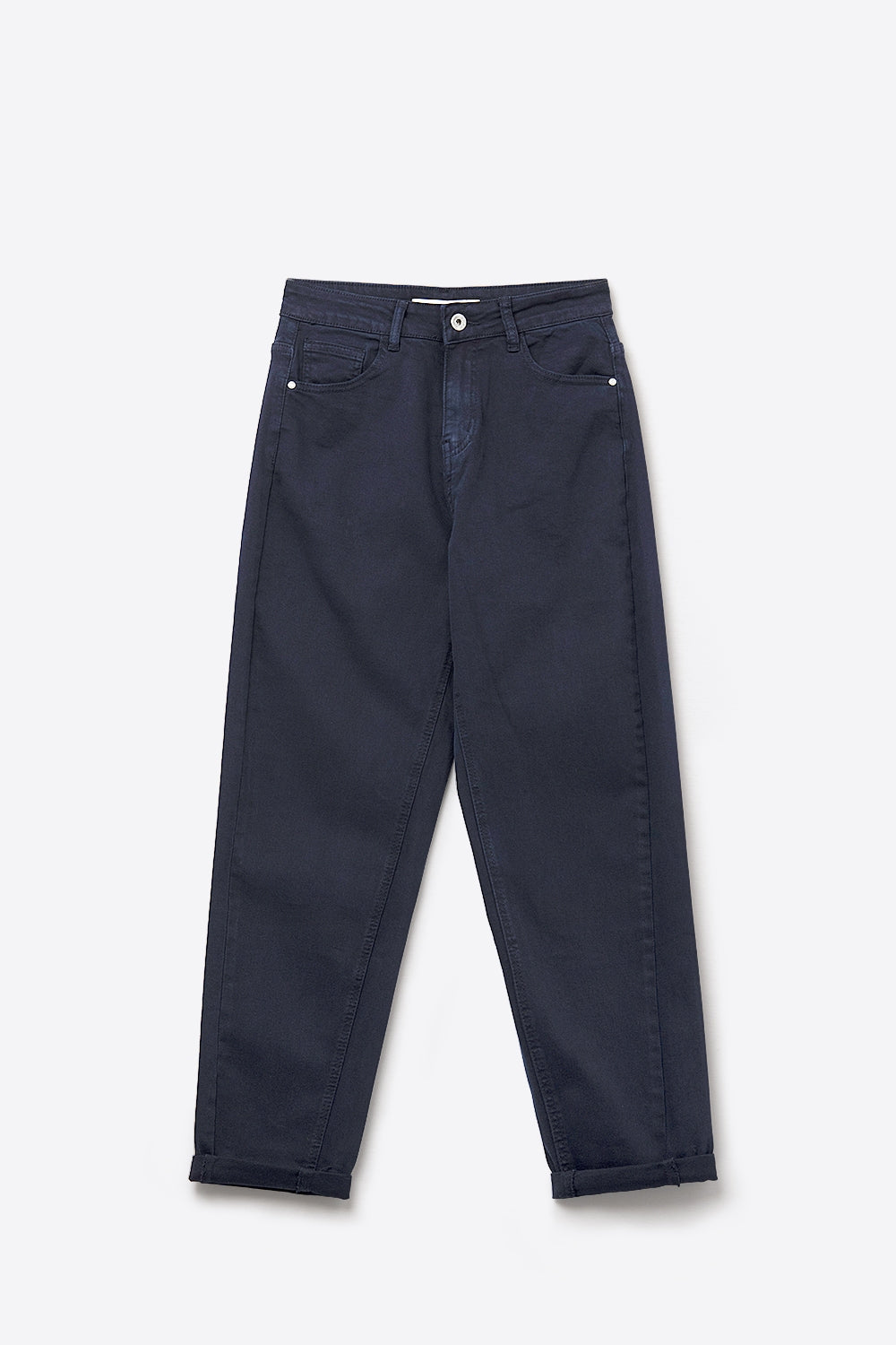 Jeans en denim bleu marine à taille haute et jambe droite