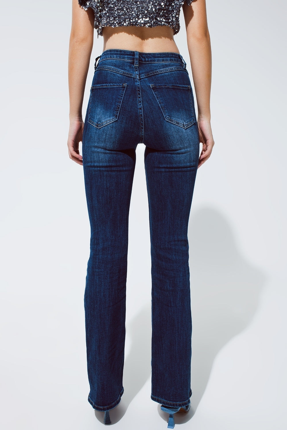 Jeans en denim Flaire en bleu foncé