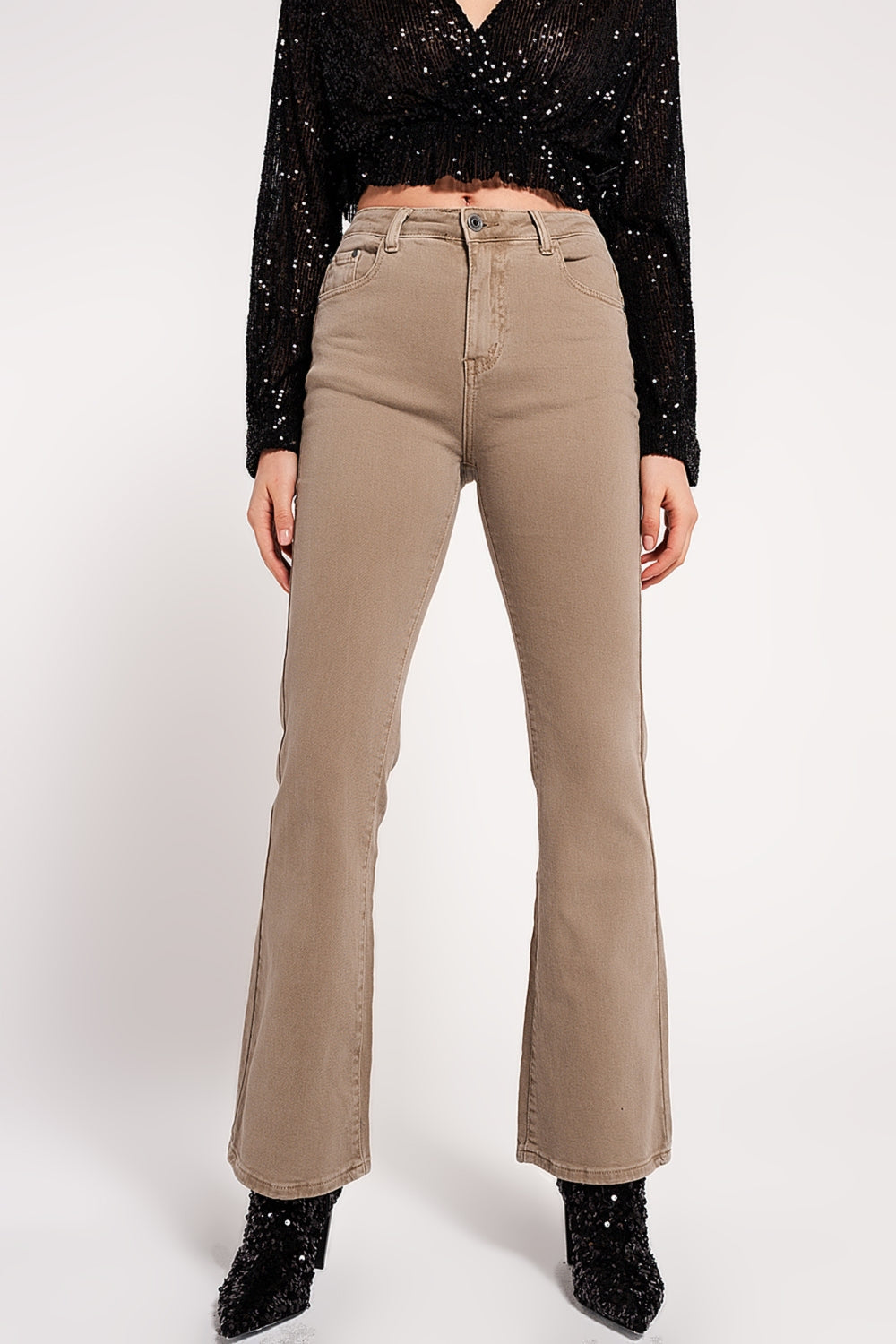 Jeans évasé Beige