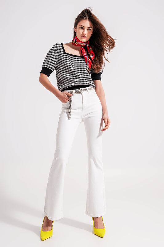 Q2 Jeans évasé blanc