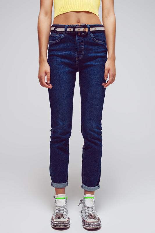Q2 Jeans skinny en bleu moyen délavé